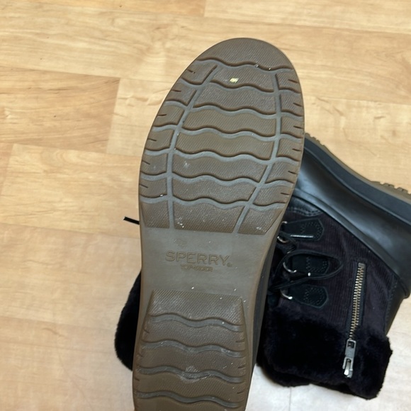 NWOB Sperry Women’s Pacifica Alpine Rain Boot Black Corduory/Faux Fur size 6 - Picture 7 of 8